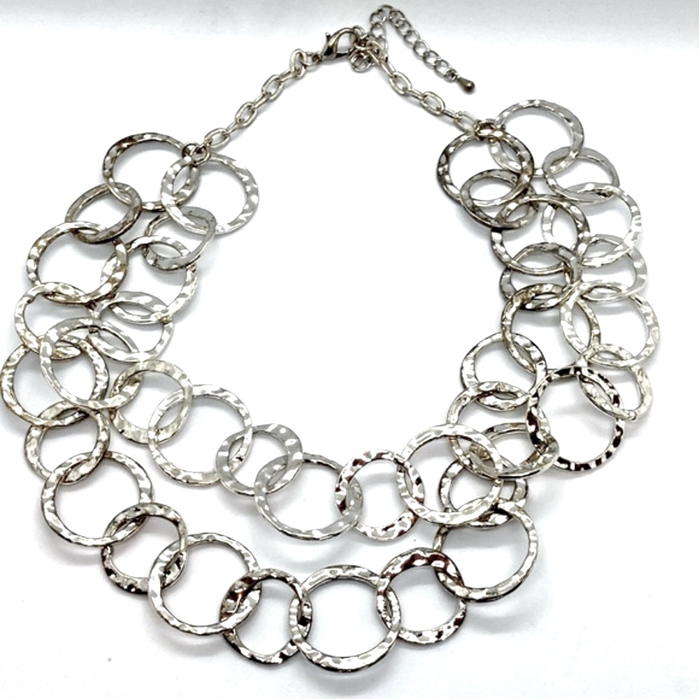 NWOT Double Strand Silver Hoop Fashion Necklace.